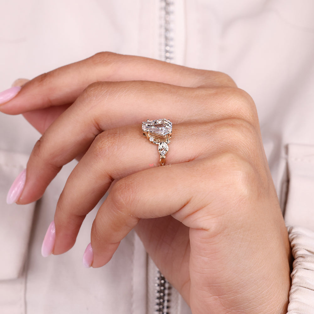 Custom diamond ring with coffin cut.
