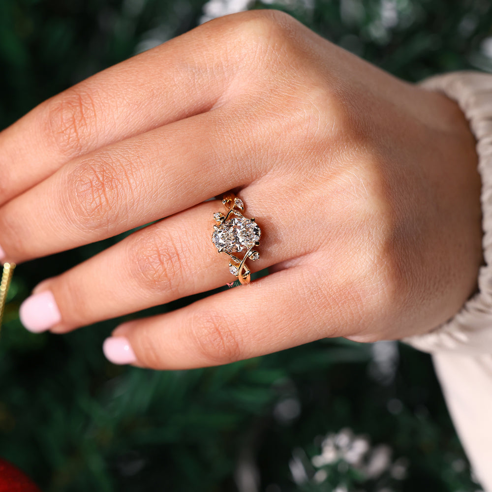 Nature Inspired Oval Cut Diamond Engagement Ring.