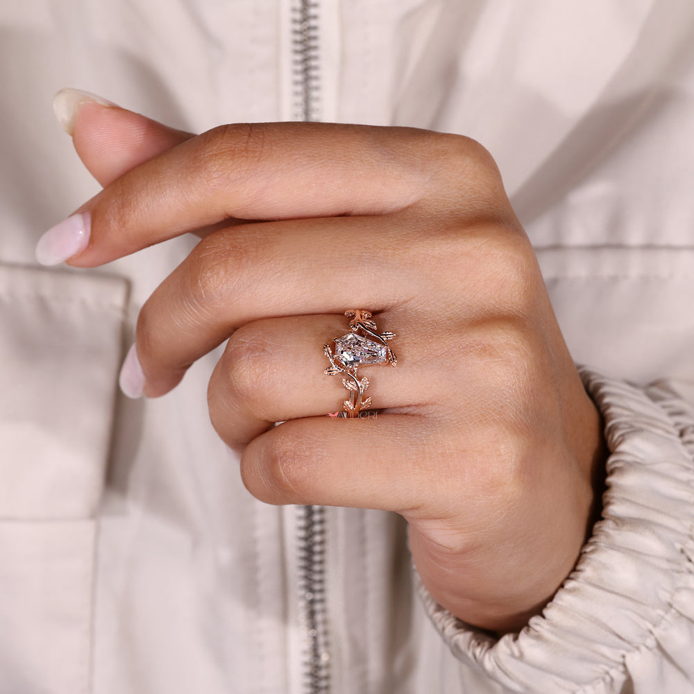 Handmade coffin cut diamond engagement ring.
