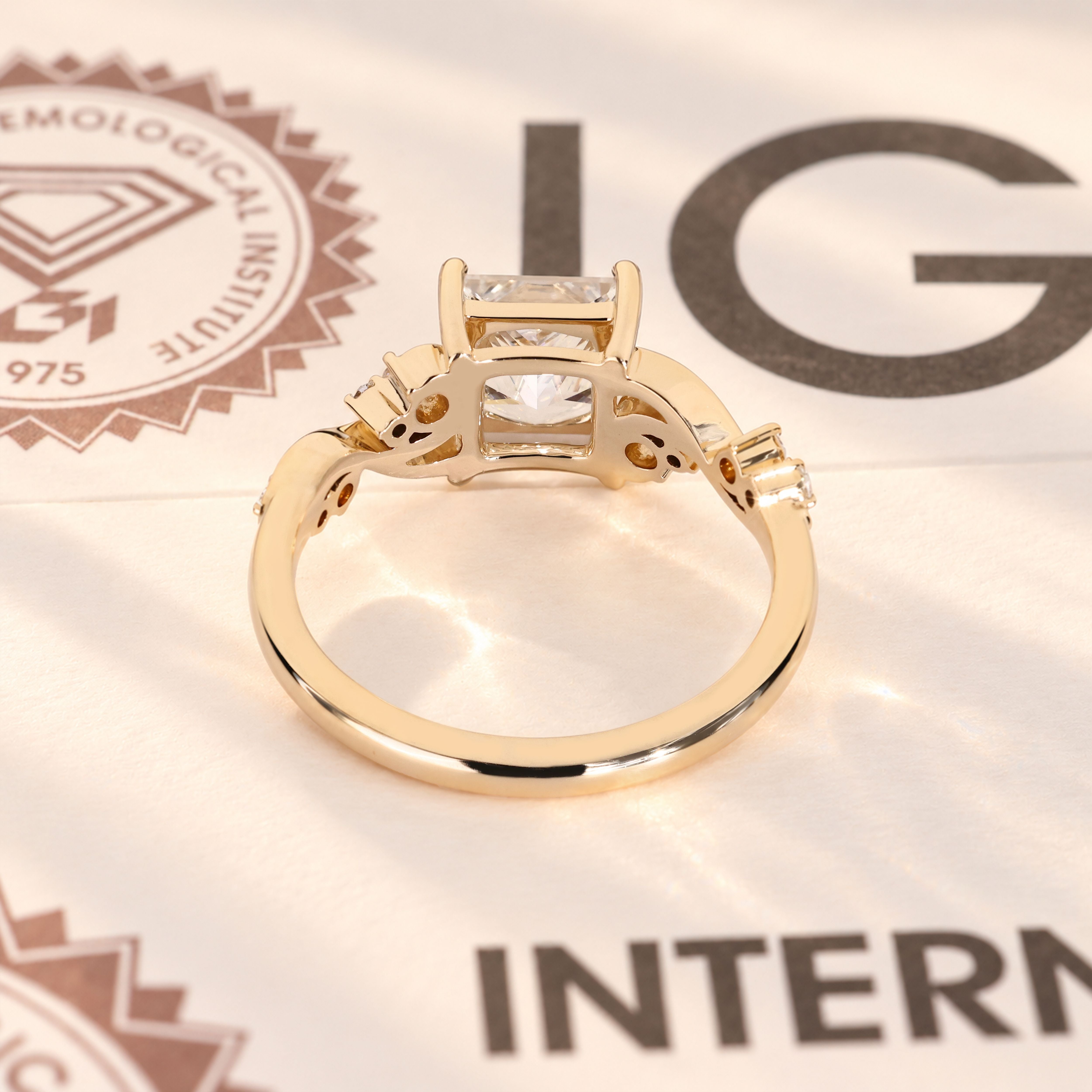 Fantasy inspired princess cut diamond engagement ring.
