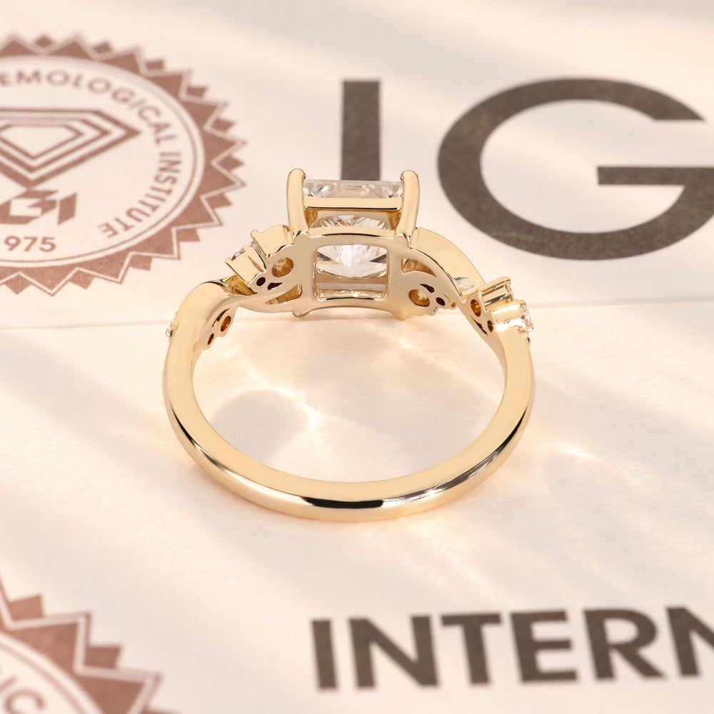 Fantasy inspired princess cut diamond engagement ring.
