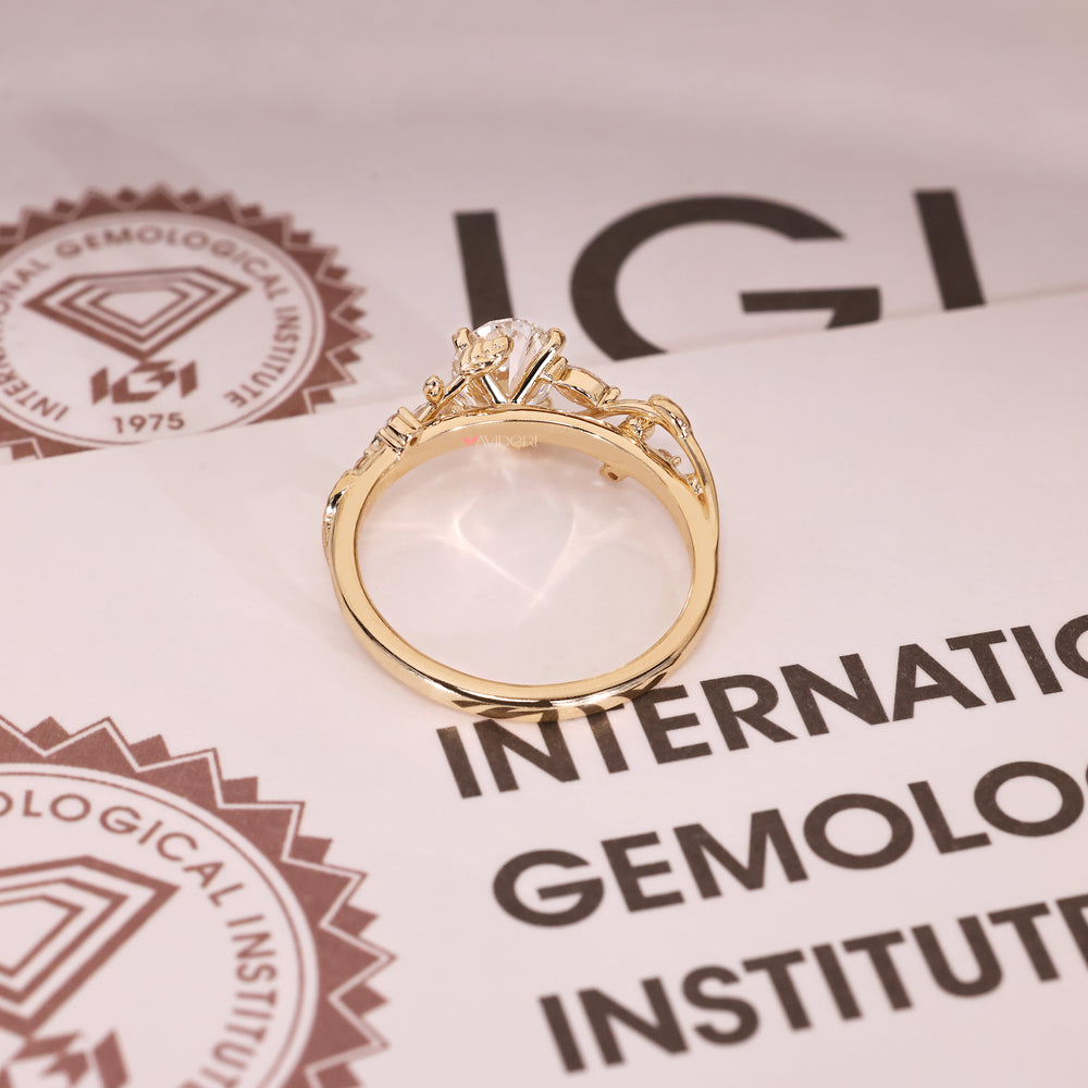 Lab grown oval diamond ring IGI certified.
