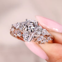 Coffin Diamond Bridal Set With Marquise Open Gap Band