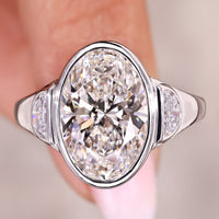 5 Carat IGI Certified Oval Cut Three Stone Diamond Ring