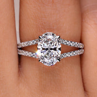 Oval Diamond Engagement Ring Split Shank Design