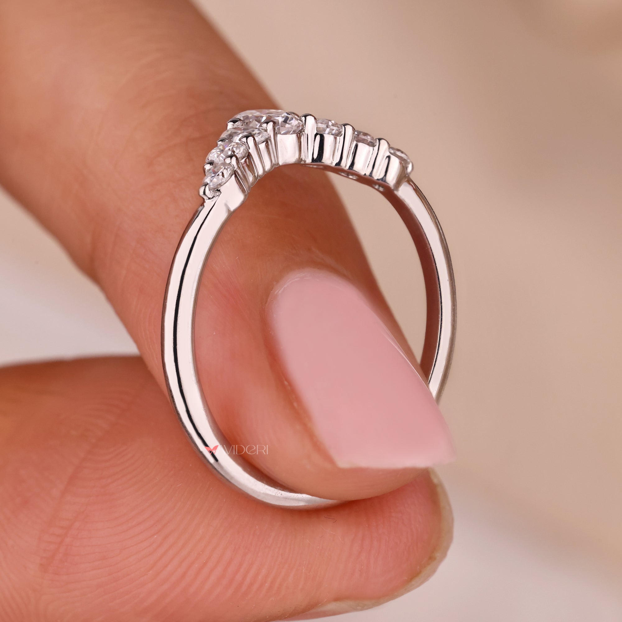White gold band with diamond wedding band.