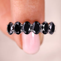 Black Oval Moissanite Half Eternity Wedding Band