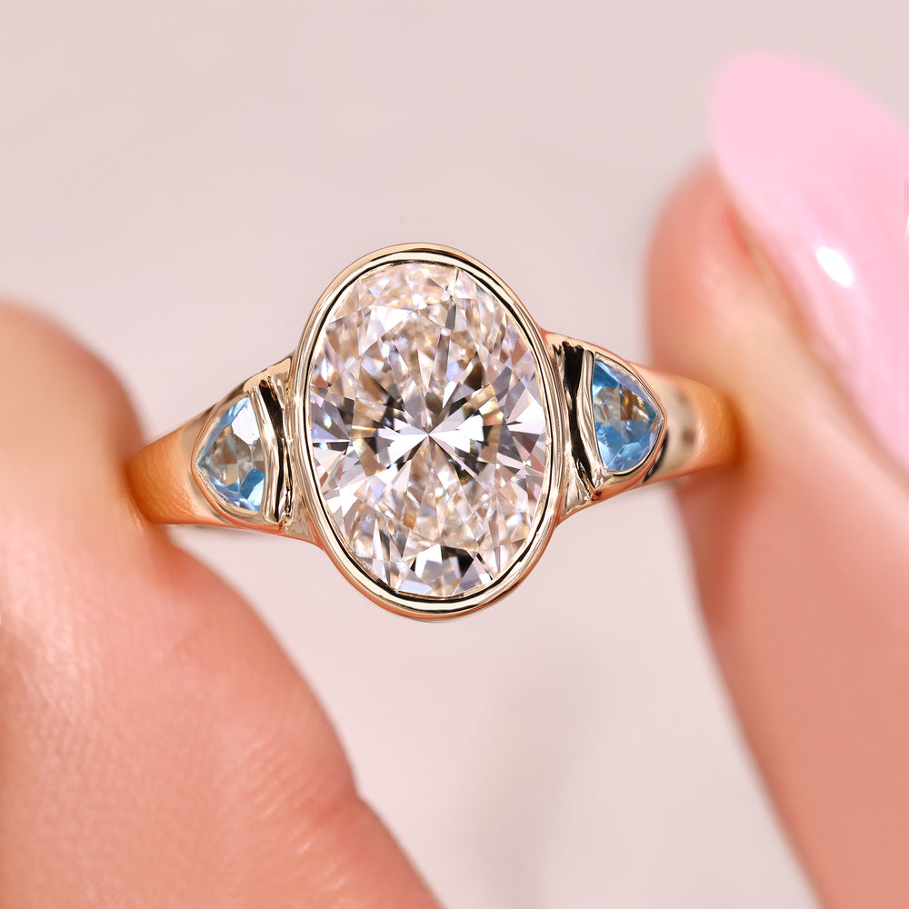 Lab grown diamond ring with clean modern look.