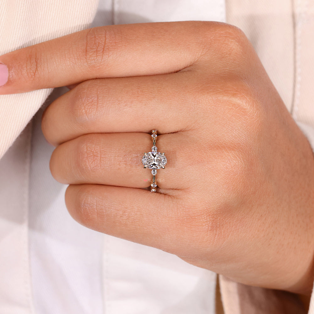 Avideri engagement ring featuring a lab grown diamond oval ring, showcasing sustainability and elegance for every special moment.