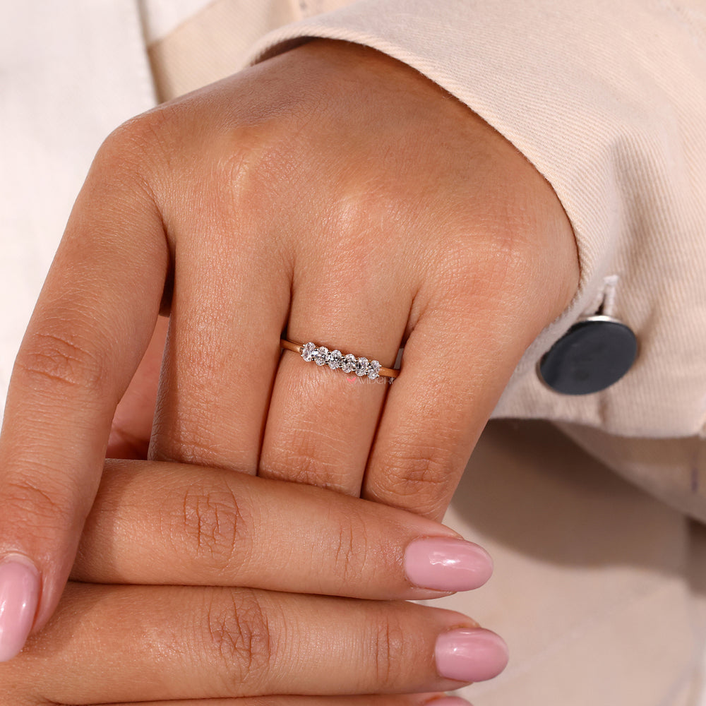Lab grown diamond band for an eco-friendly option.

