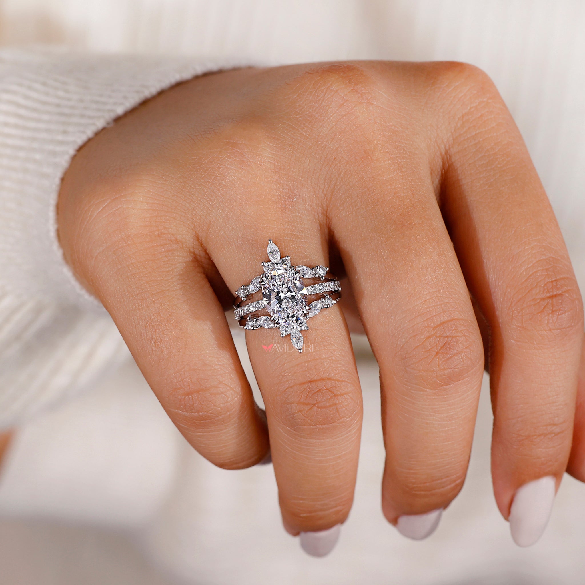 Wedding band ring guard for extra sparkle.
