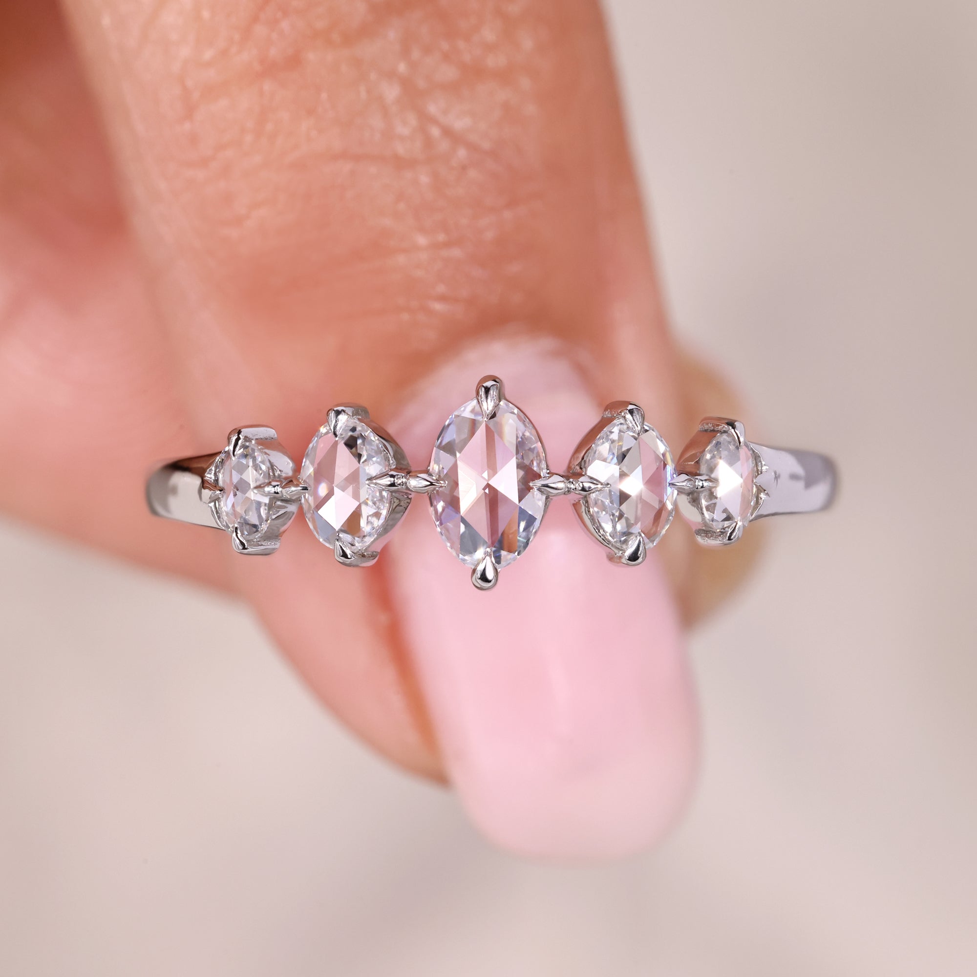 Buy a wedding band in white gold.