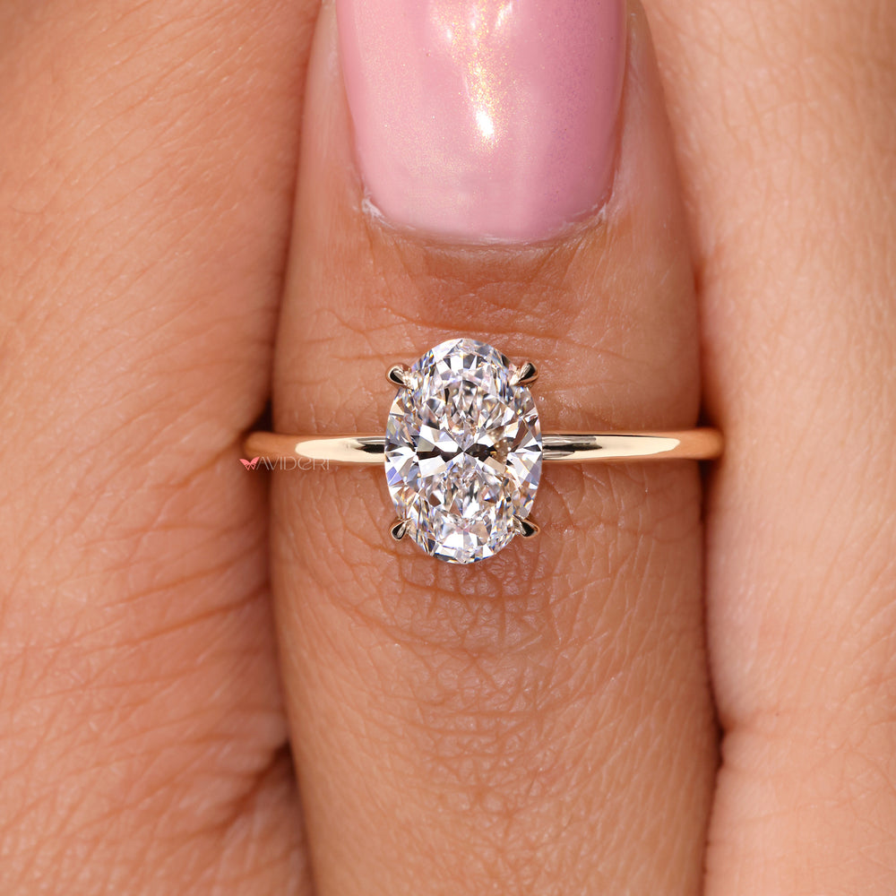 Gold oval diamond engagement ring, yellow gold engagement ring, solitaire engagement ring
