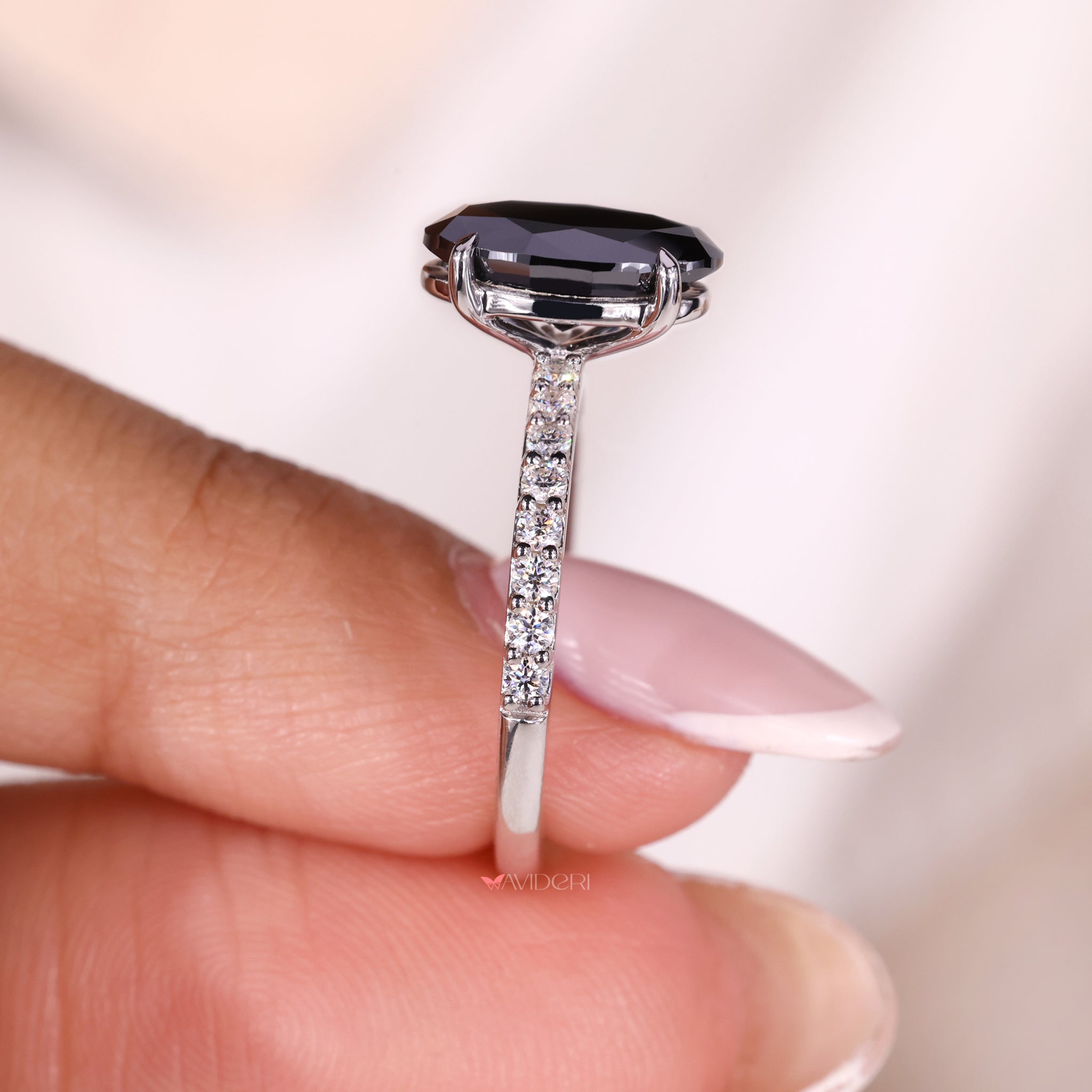 Pave ring setting showcasing detailed craftsmanship and sparkle.
