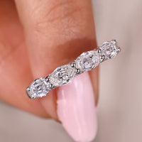 Oval Step Cut White Gold Wedding Band