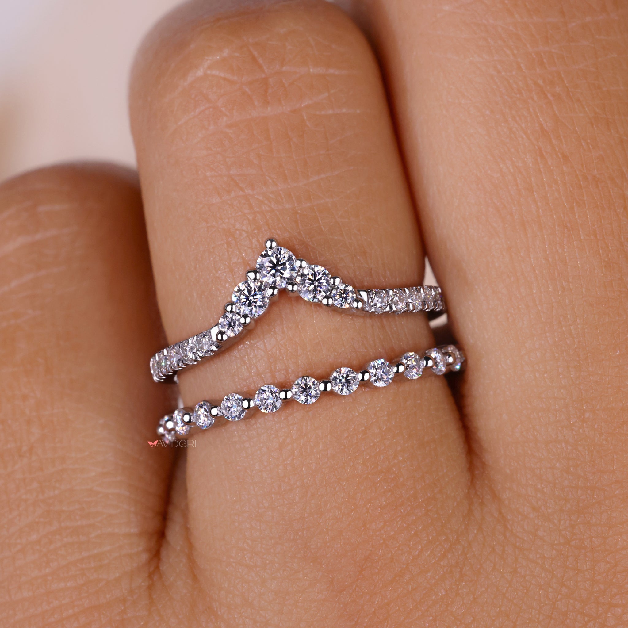 White gold wrap guard wedding band for extra flair.
