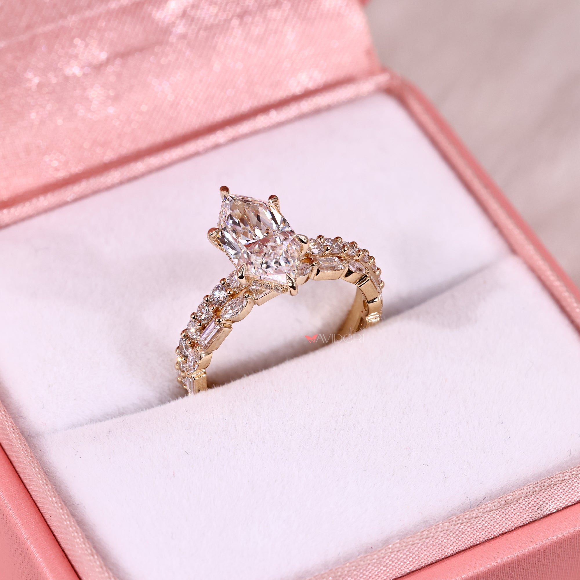 Lab Grown Diamond on handmade bridal set.