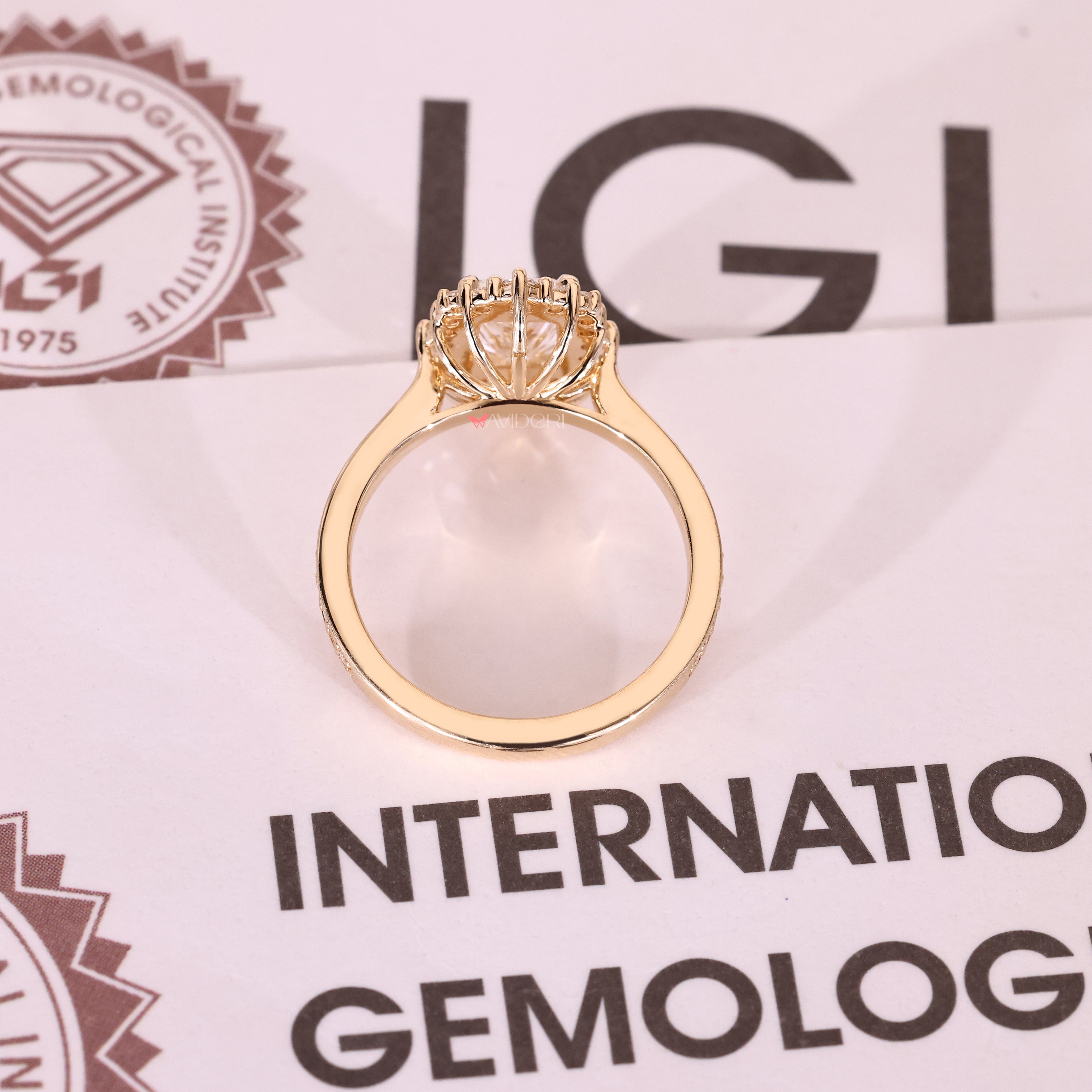 Lab grown radiant diamond ring IGI certified.
