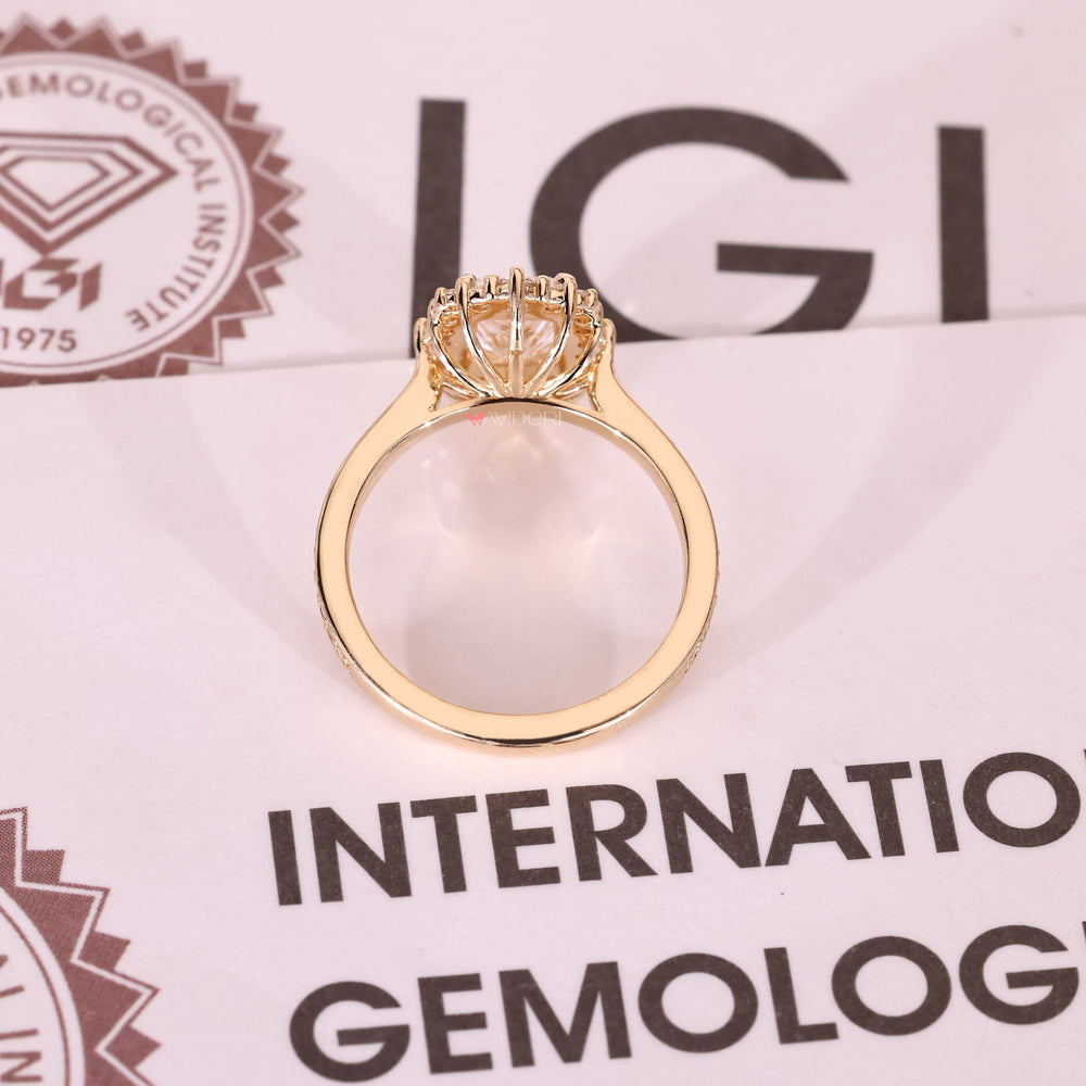 Lab grown radiant diamond ring IGI certified.
