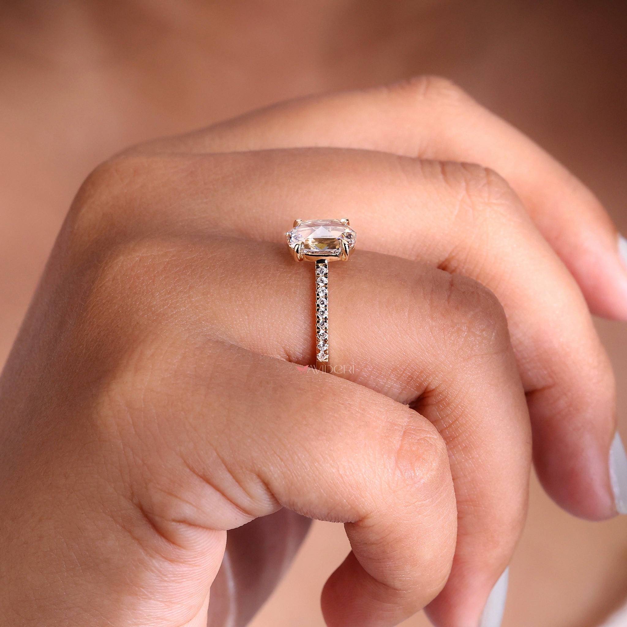Pave diamond ring with shimmering accents, adding a touch of glamour to any outfit.