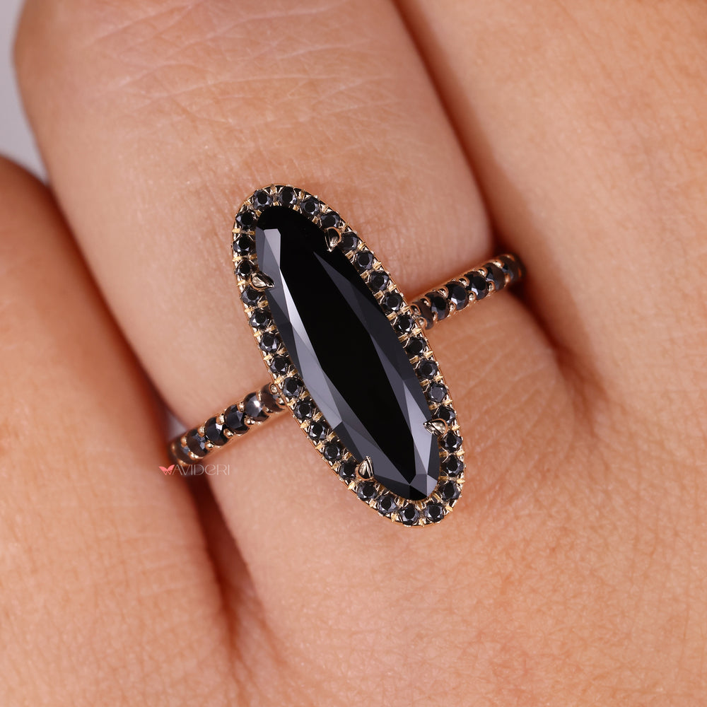Black diamond ring, moissanite wedding ring, handmade ring
