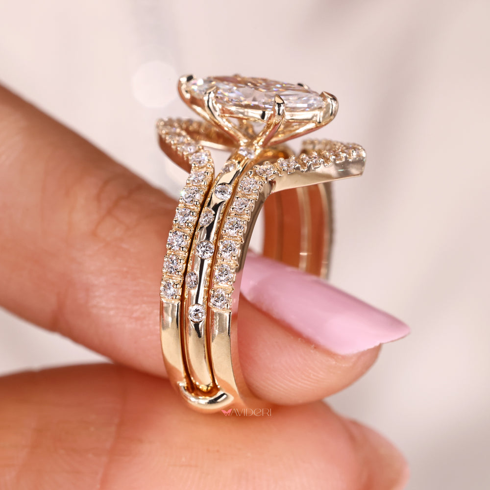 Round flush pave setting with 6 claw prong setting ring.