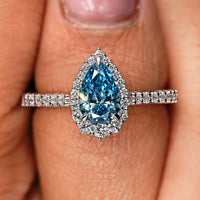 Buy Pear Halo Engagement Ring - Pave Setting