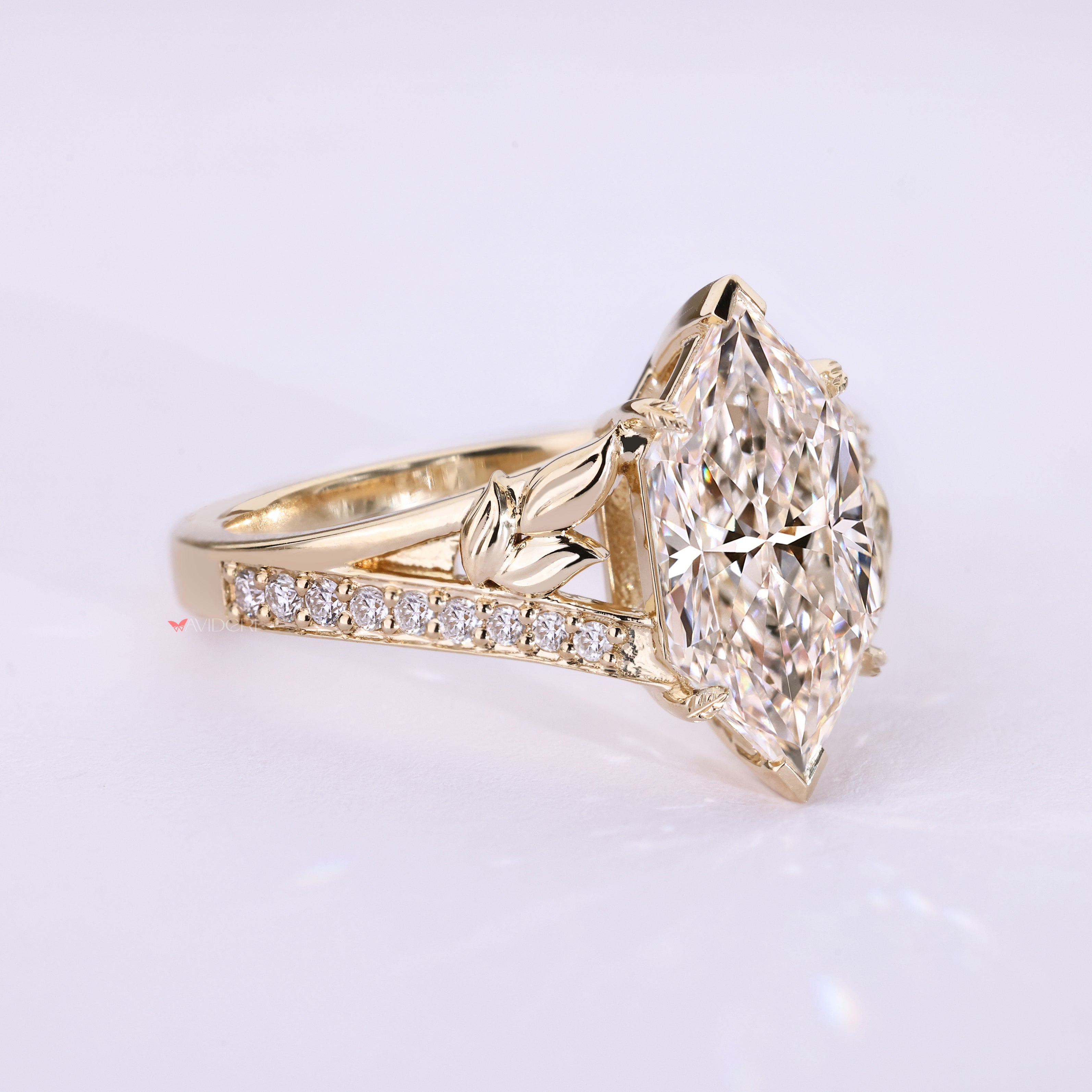 Lab grown Dutch marquise diamond engagement ring.

