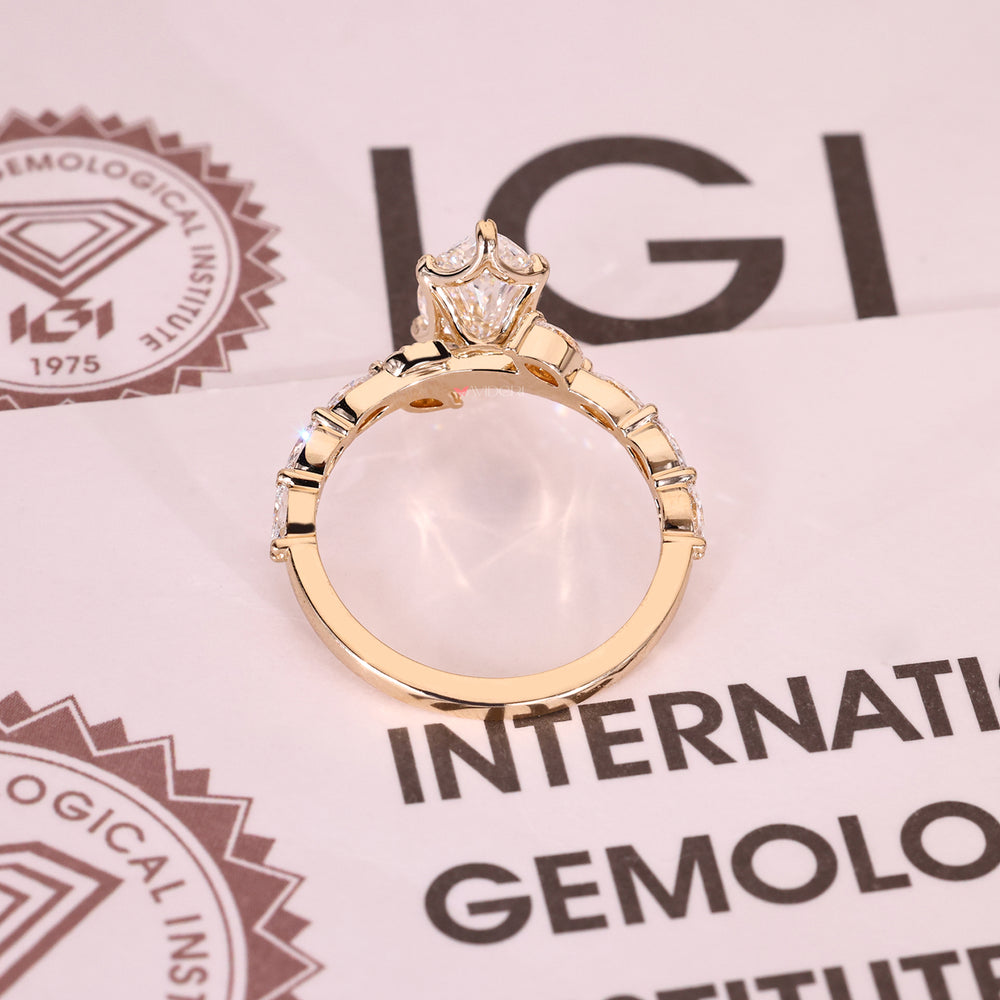 Lab grown marquise diamond ring IGI certified.
