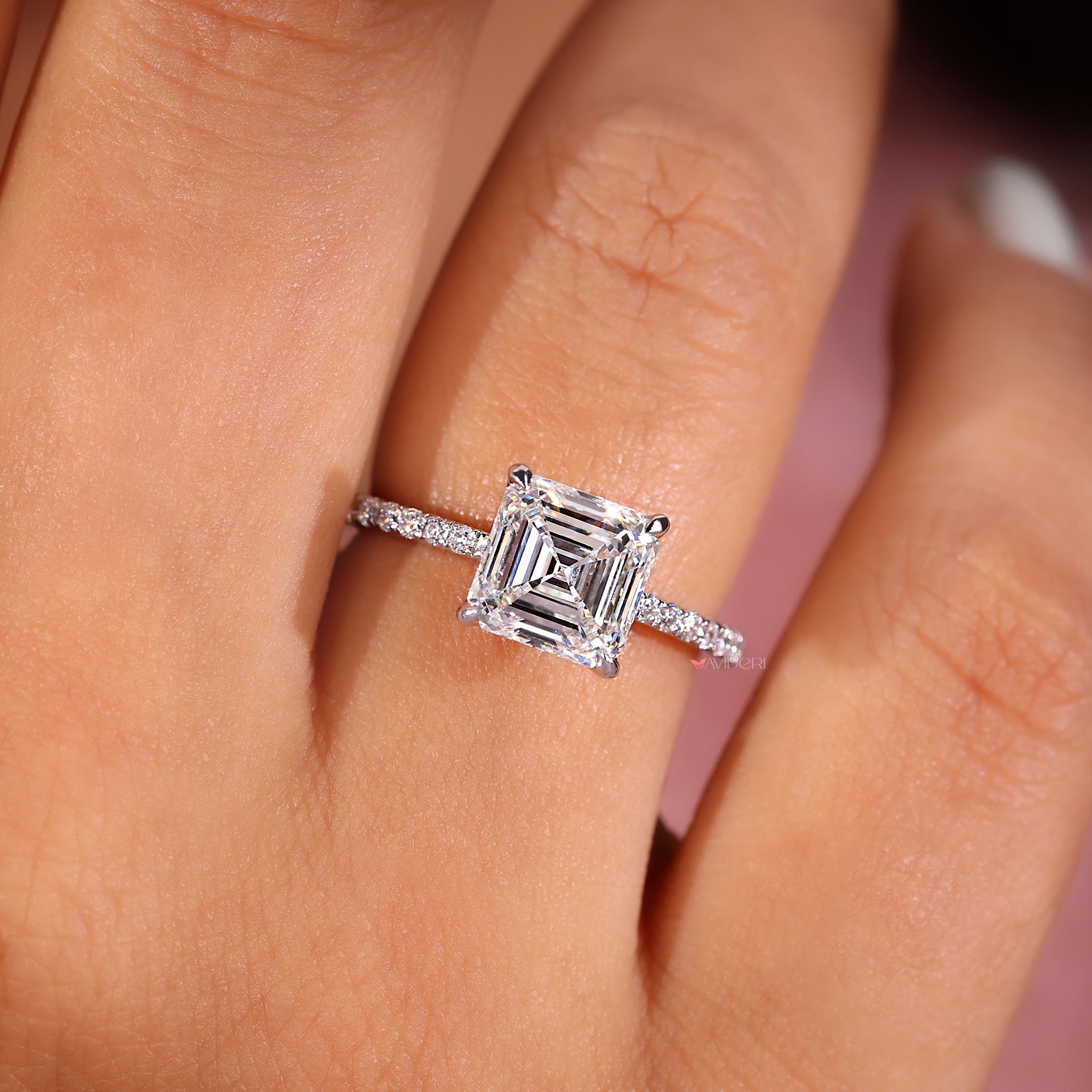 Handmade asscher cut diamond ring with refined sparkle.
