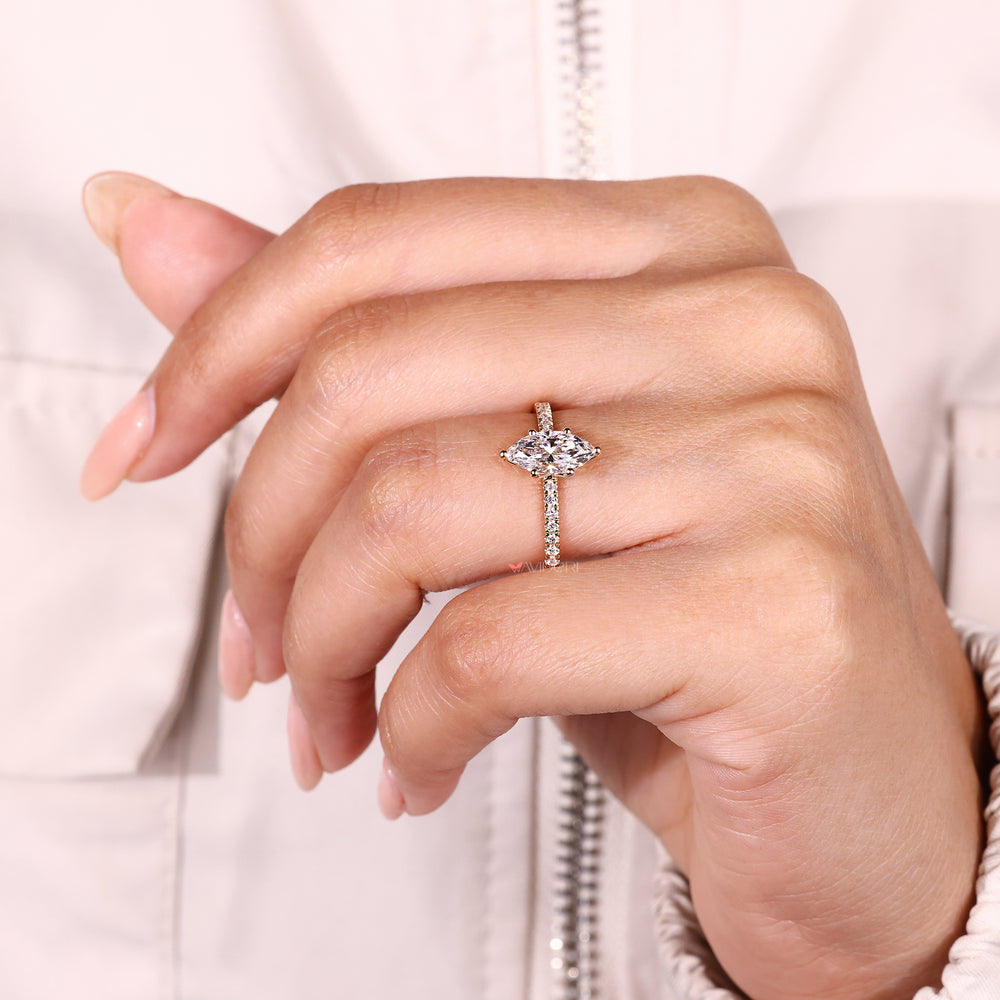 IGI certified marquise diamond engagement ring.
