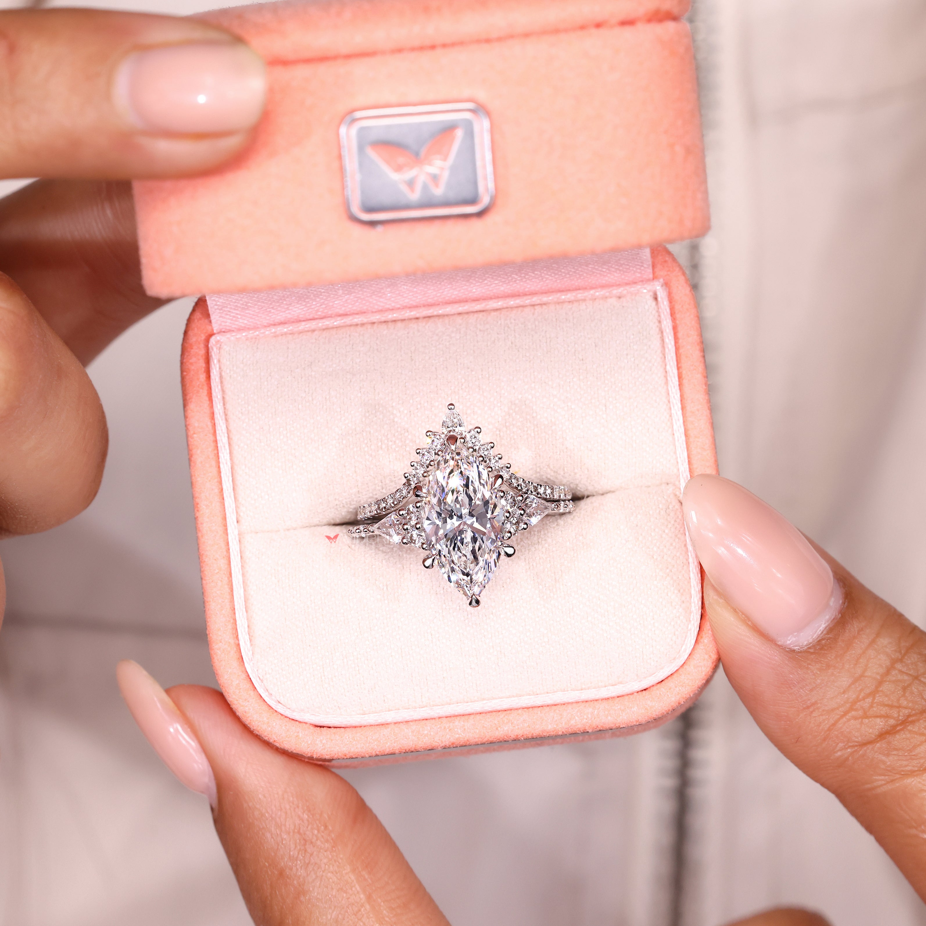 IGI certified marquise diamond ring handmade.
