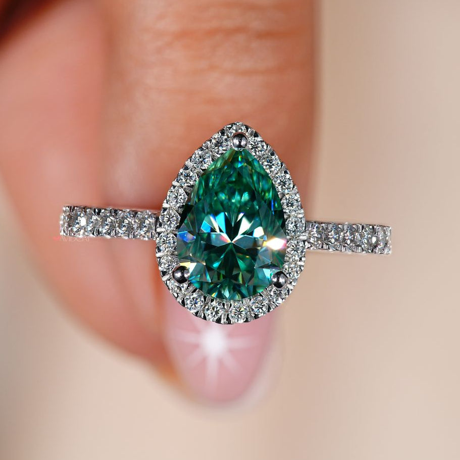 Elegant pear shaped engagement ring with timeless beauty.