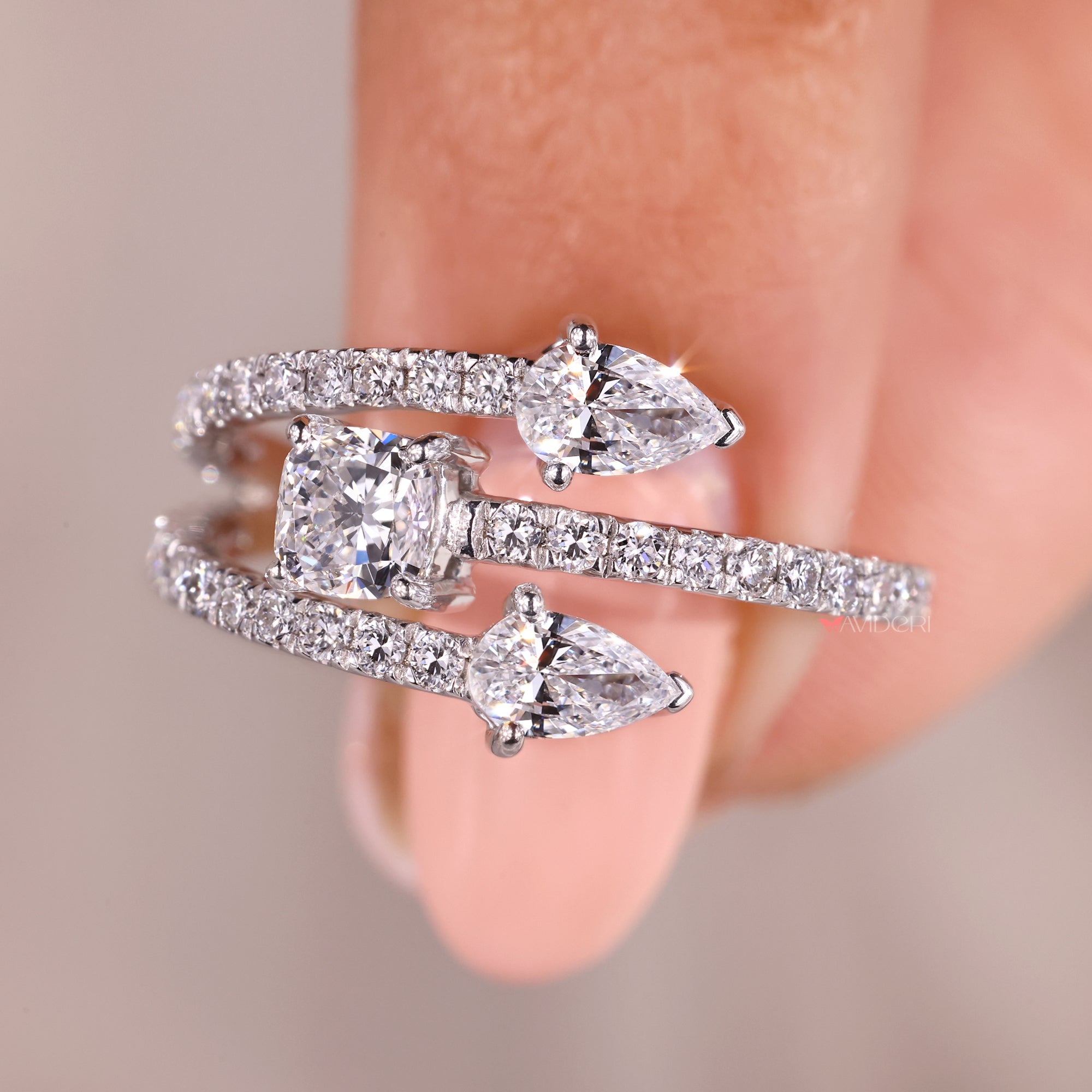 Handmade ring in three way style ring.