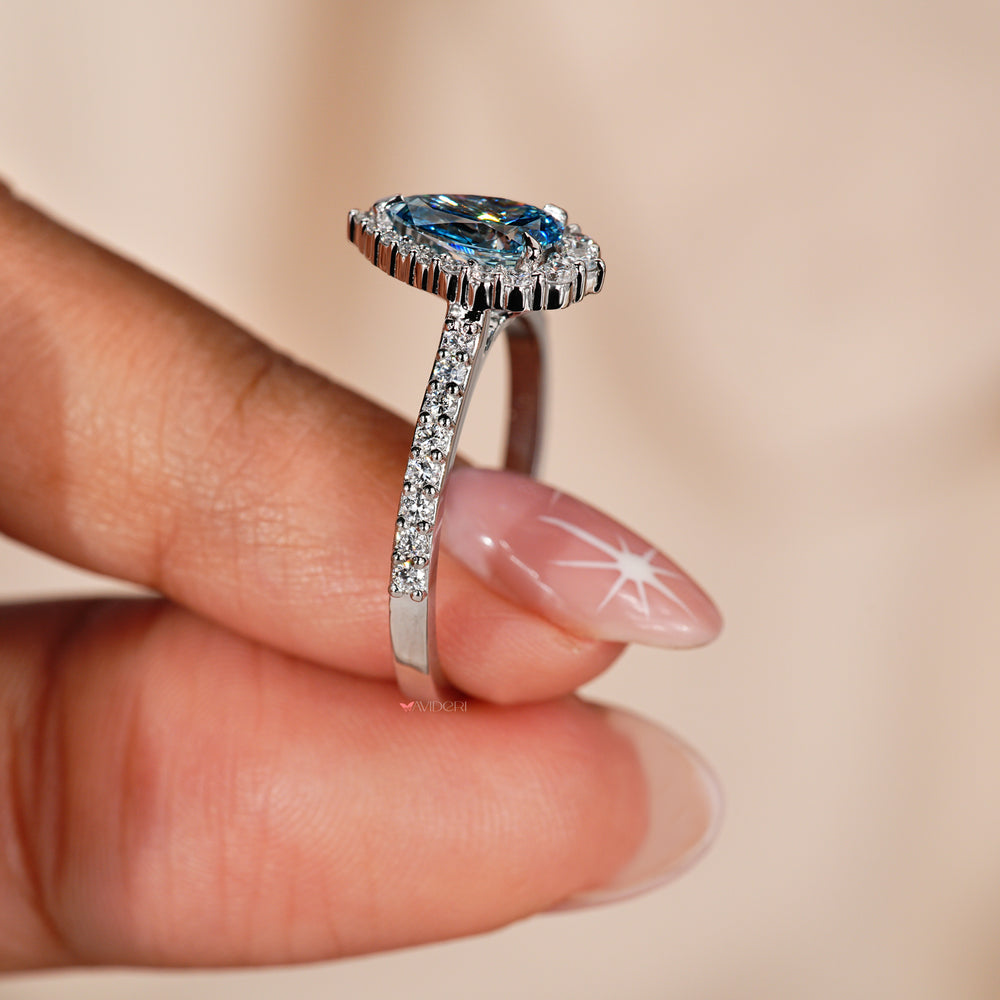 Pave diamond design adding brilliance to this elegant engagement ring.