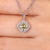 Canary Yellow Cushion Cut Pendant