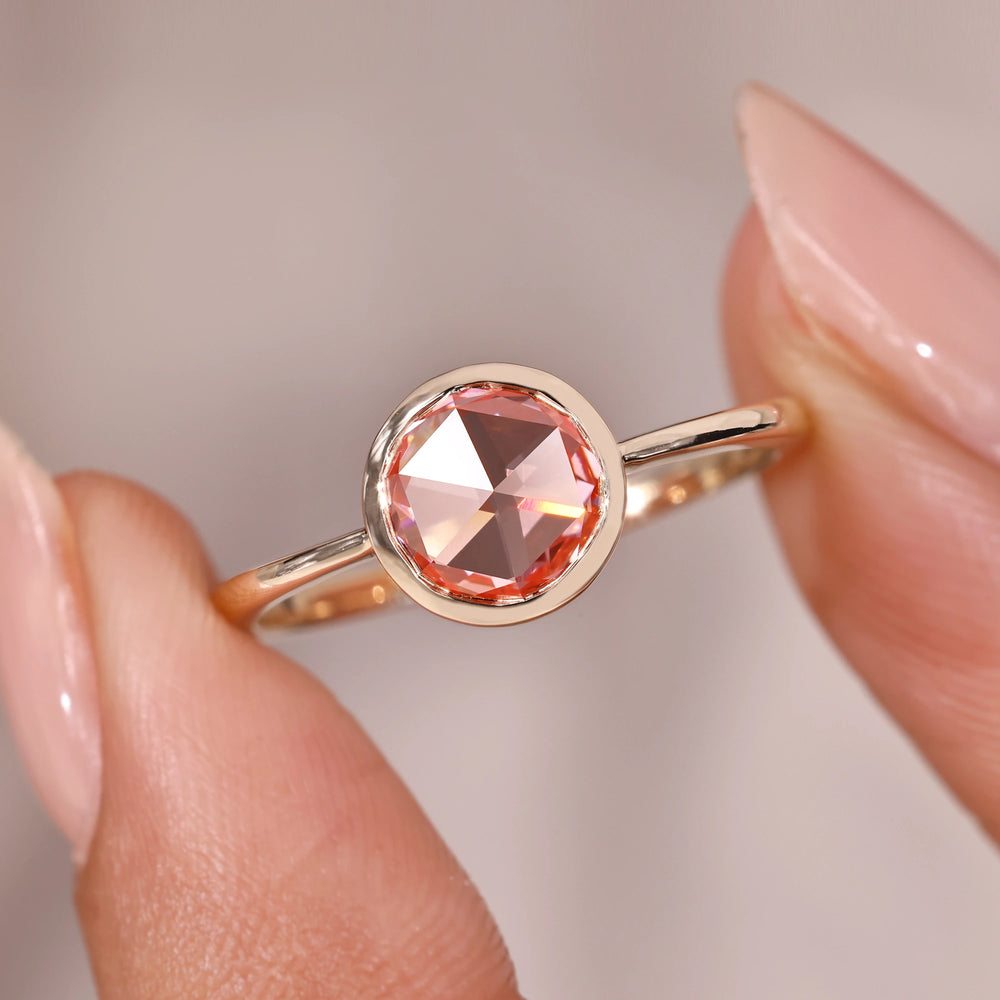 Solitaire setting ring with lab-grown diamond ring.