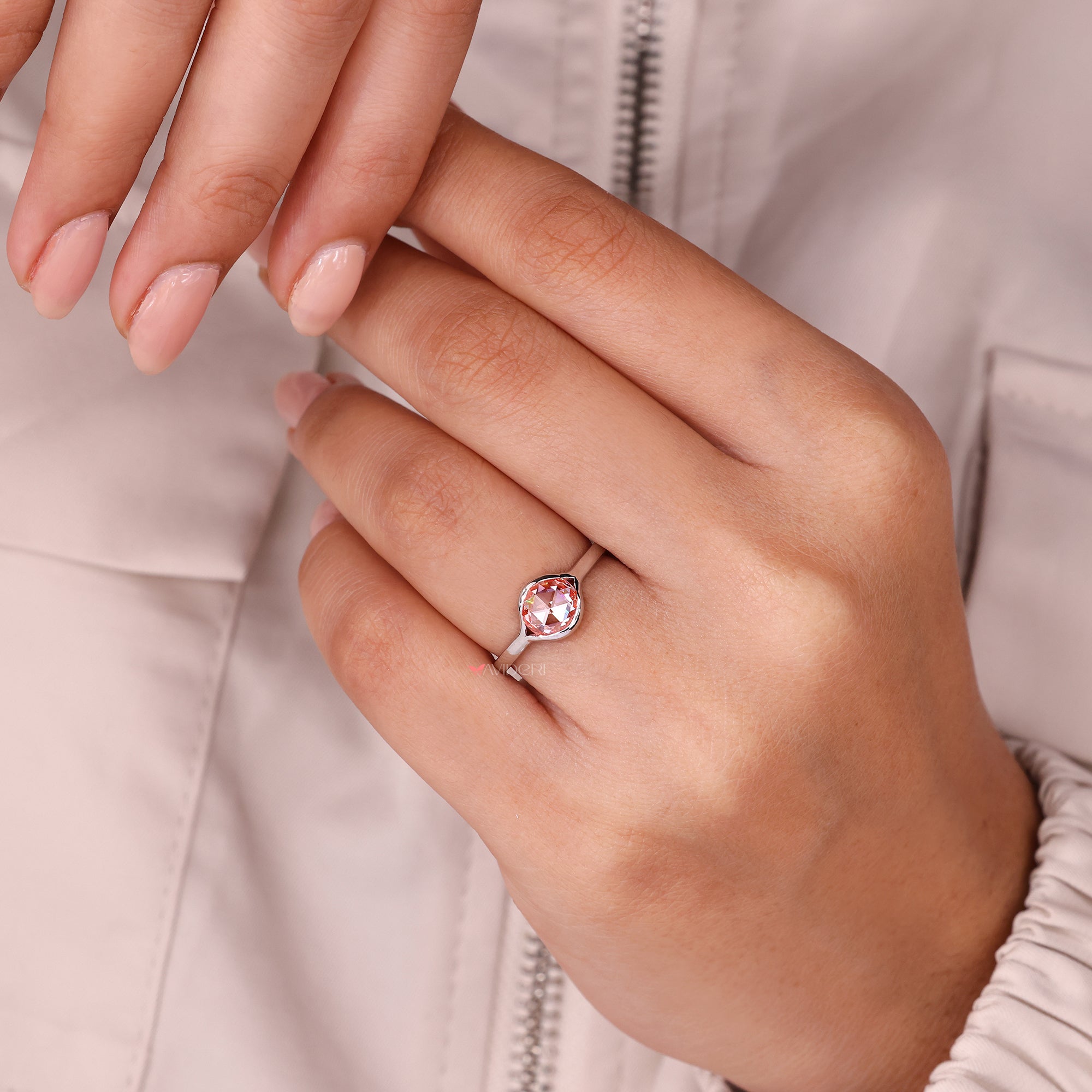 Lab-grown ring with handmade ring.