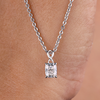 Minimalist Solitaire Cushion Cut Pendant