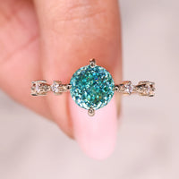 Cyan Blue Portuguese Cut Ring In Yellow Gold