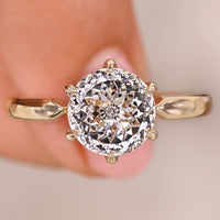 Yellow Gold Solitaire Portuguese Cut Diamond Ring