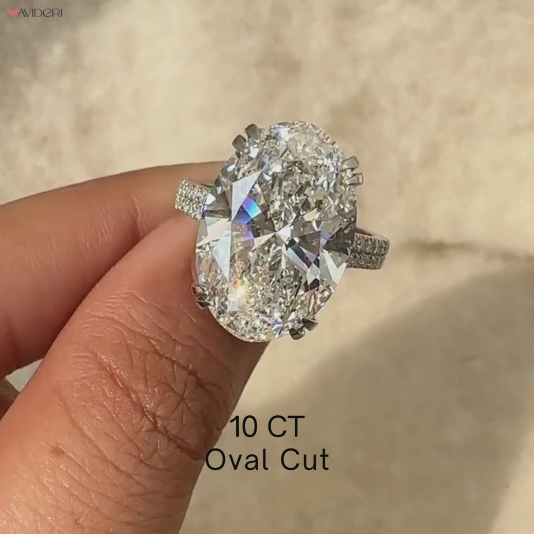 10 Carat IGI Certified Oval Diamond Ring in Cathedral Setting
