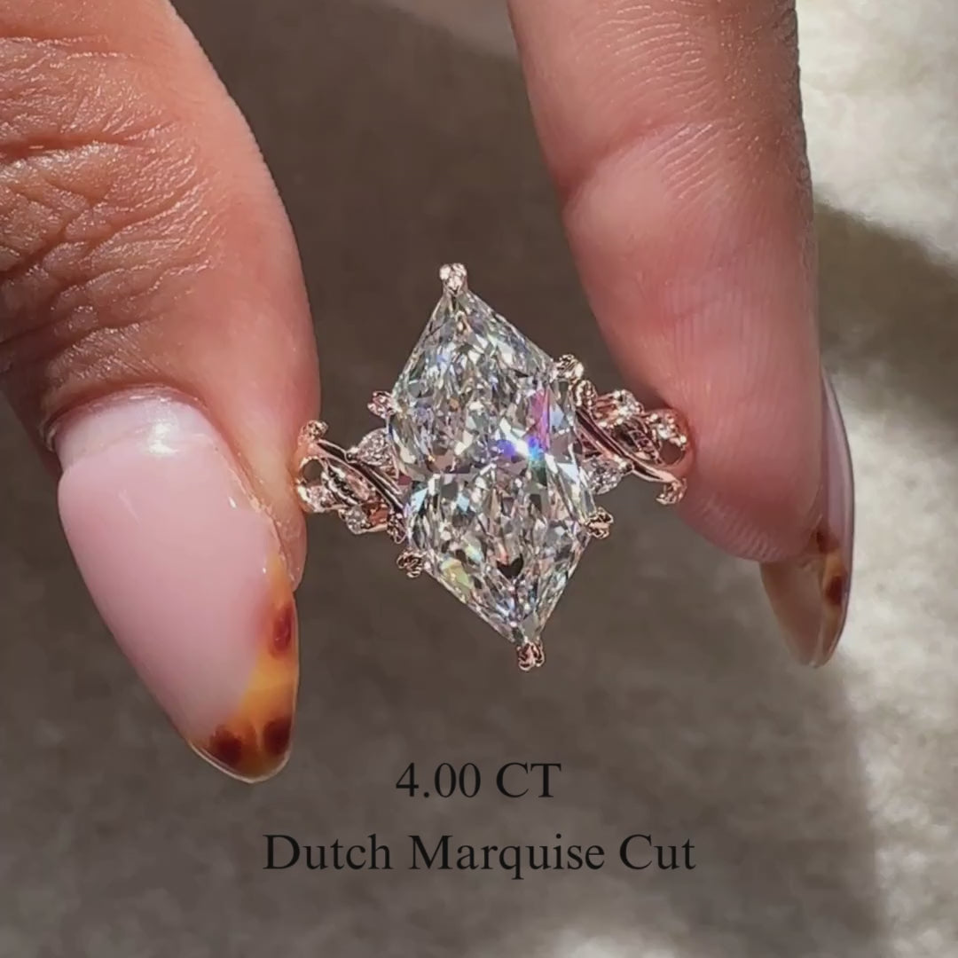 Dutch Marquise Diamond Nature Inspired Engagement Ring