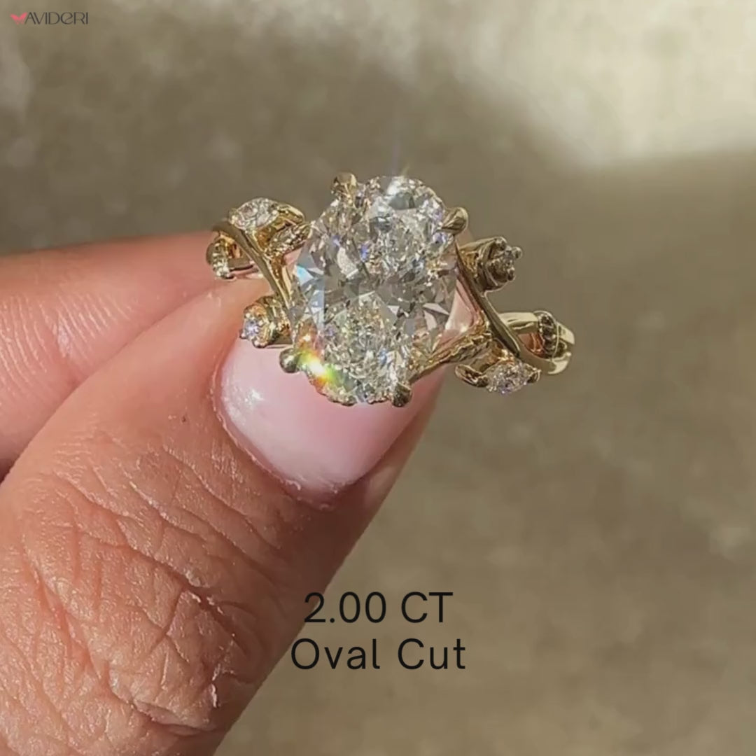 Lab Grown Oval Cut Diamond Engagement Ring.