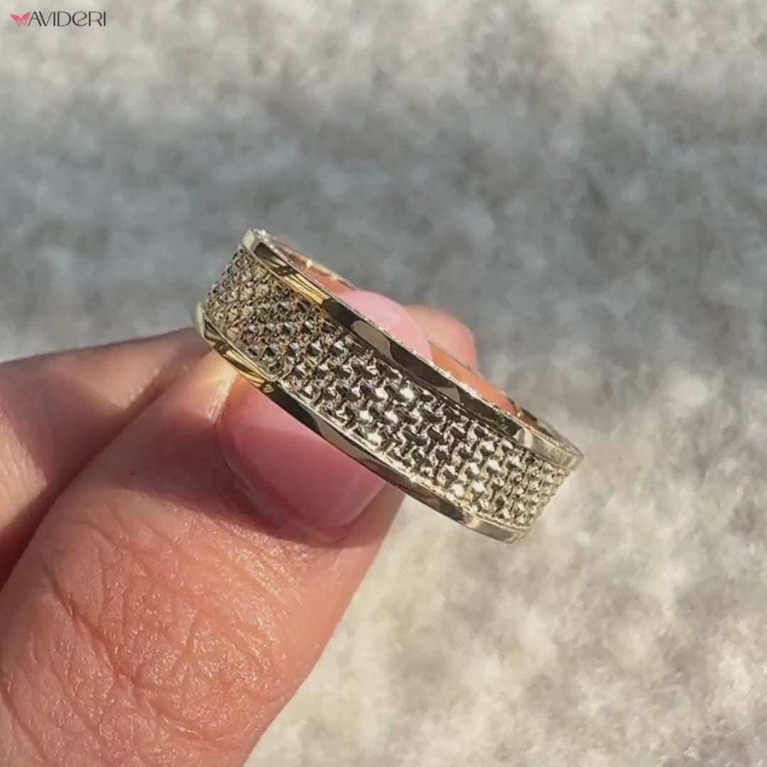 Handmade band designed for men with round diamonds and eternity style.
