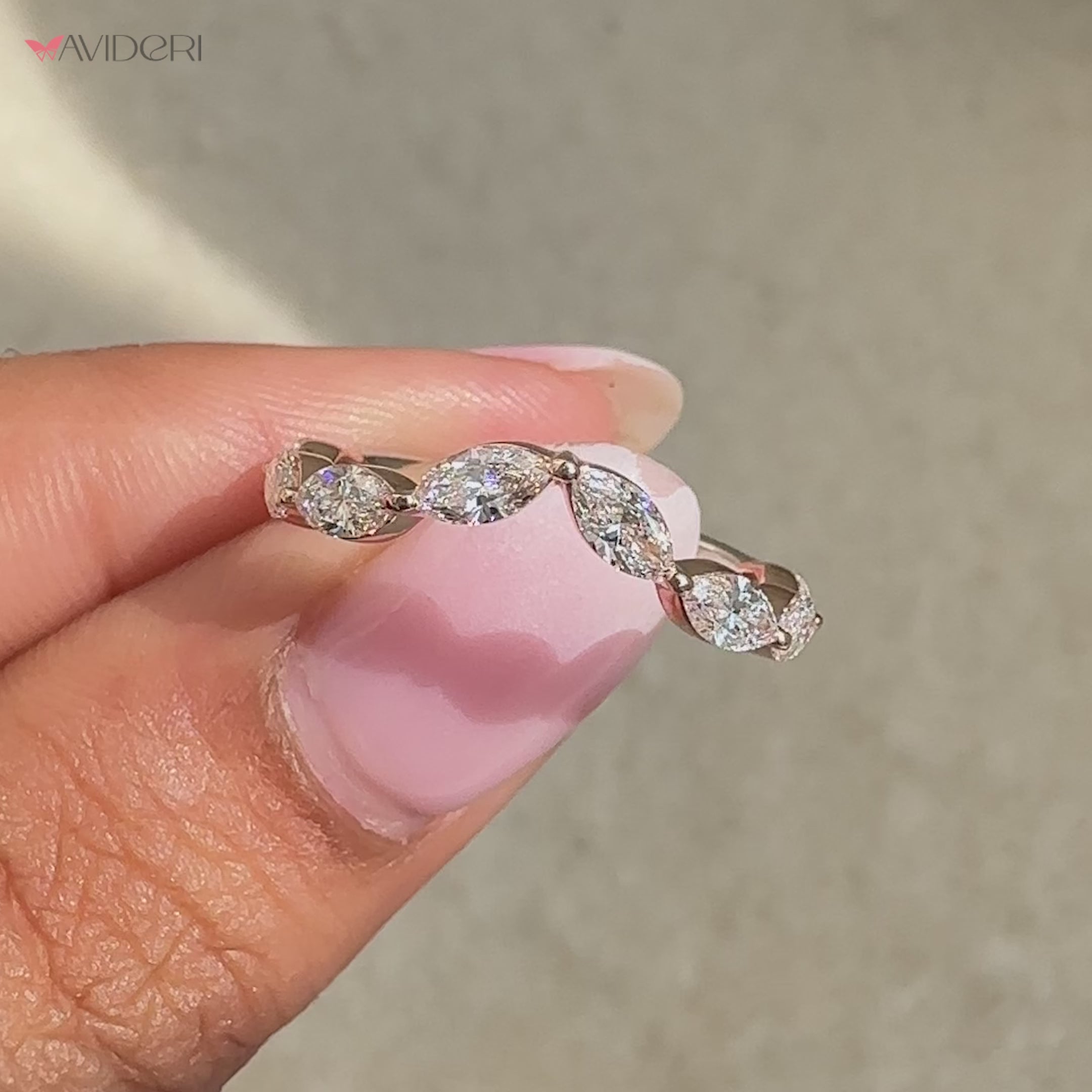 Custom wedding band with lab grown diamonds.
