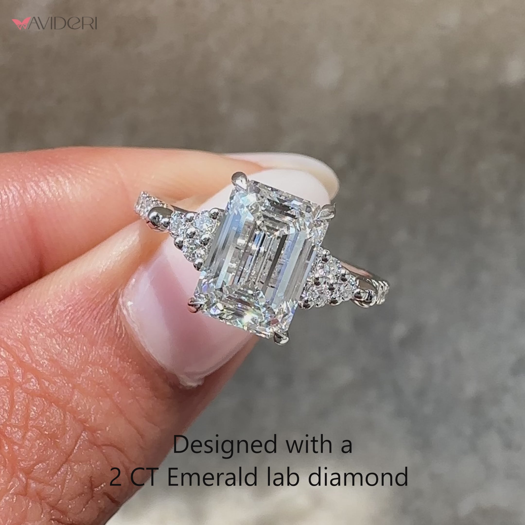 Avideri handmade emerald cut diamond ring.