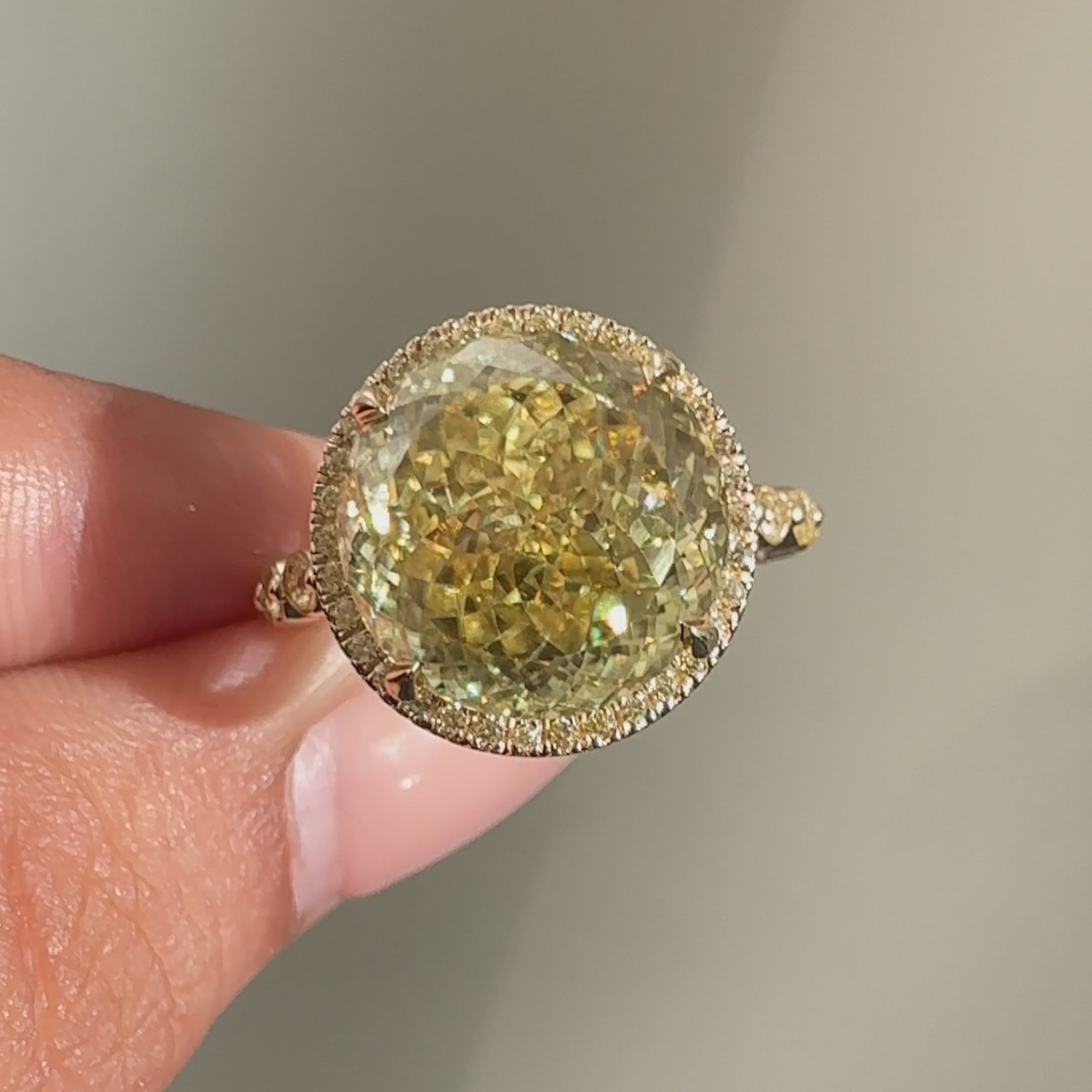 Portuguese cut moissanite ring, shared prong ring, avideri engagement ring.
