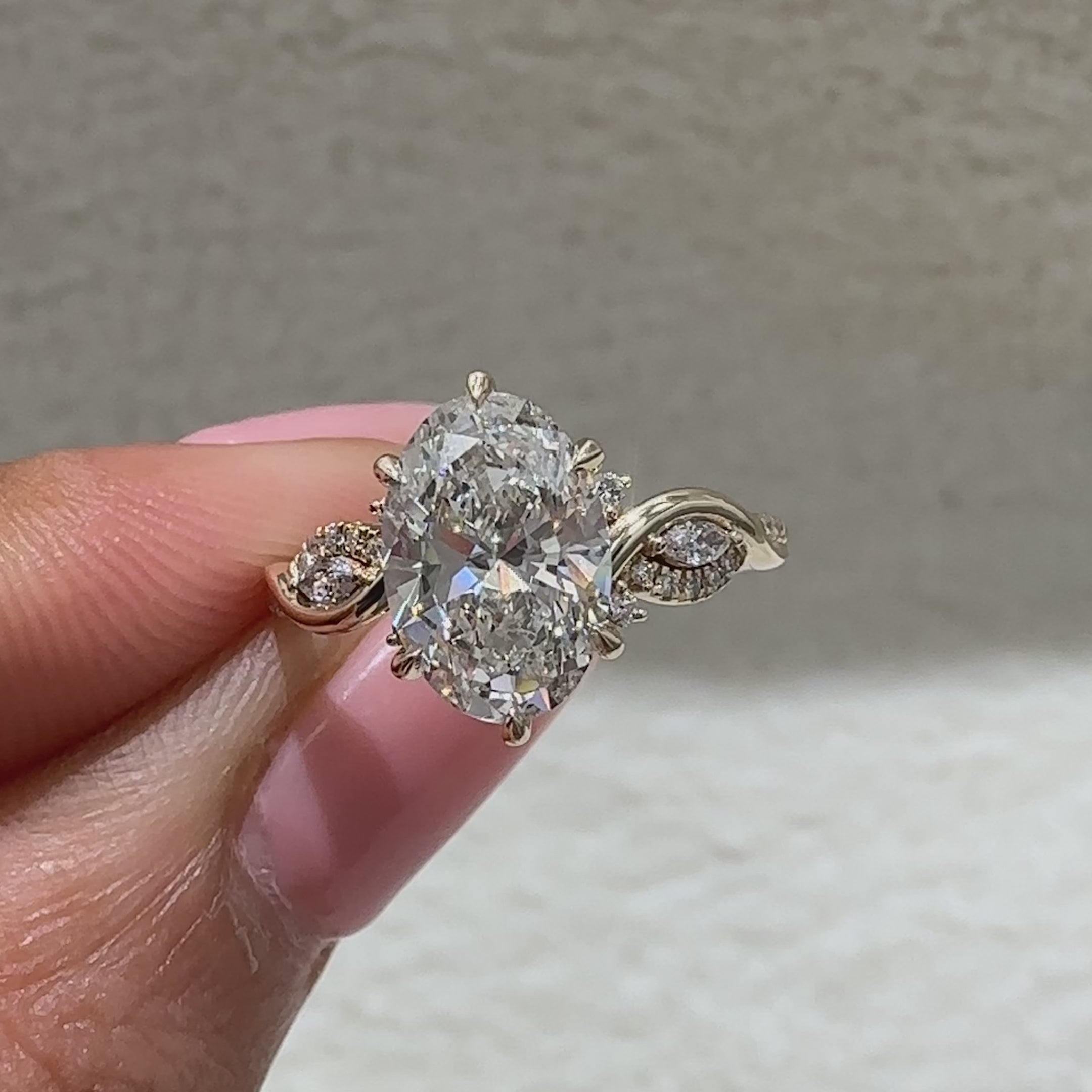 Oval Cut Engagement Ring In Half Twisted Shank