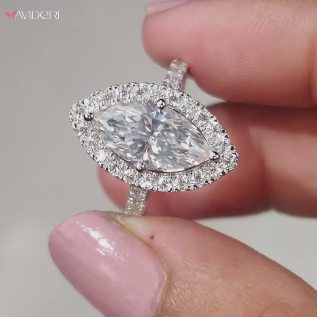 Marquise engagement ring featuring a sparkling center stone
